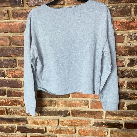 Wild Fable Raw Edge Cut-Off Distressed Crop Sweatshirt Women's Size Small - Picture 6 of 6